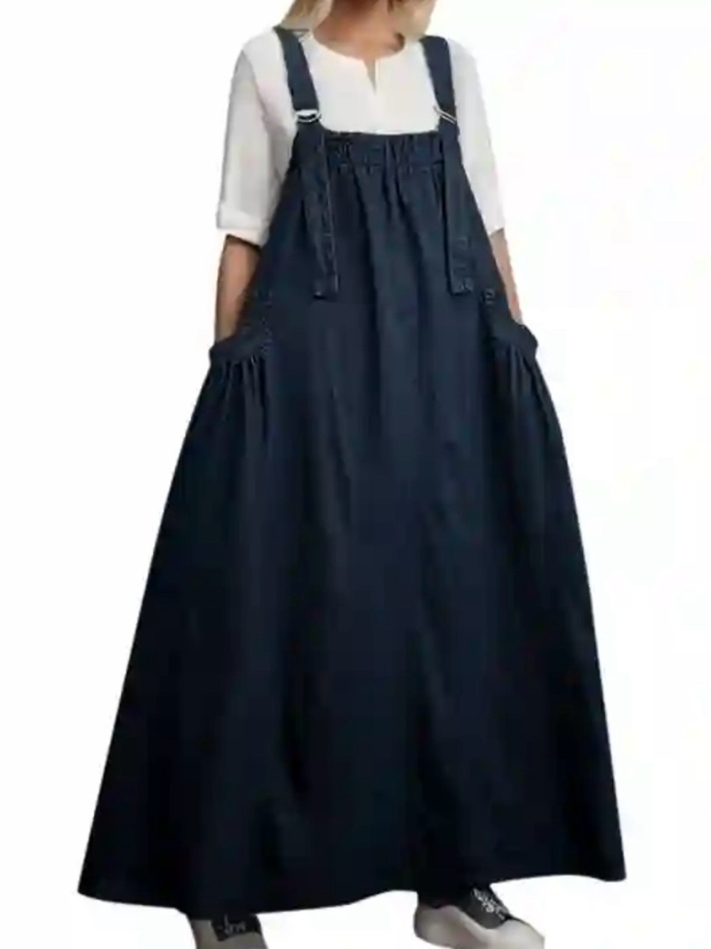 Dark Indigo Denim Pinafore Dress XLG